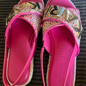 Karl Lagerfeld Vibrant Pink and Multicolor Sandals